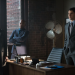 GOTHAM: Detectives Renee Montoya (Victoria Cartagena, L) and Crispus Allen (Andrew Stewart Jones, C) meet with Harvey Dent (guest star Nicholas D'Agosto) in the "Harvey Dent" episode of GOTHAM airing Monday, Nov. 17 (8:00-9:00 PM ET/PT) on FOX. ©2014 Fox Broadcasting Co. Cr: Jessica Miglio/FOX