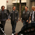 SONS OF ANARCHY -- "Red Rose" -- Episode 712 -- Airs Tuesday, December 2, 10:00 pm e/p) -- Pictured: (L-R) Kim Coates as Tig Trager, Charlie Hunnam as Jax Teller, Tommy Flanagan as Chibs Telford, David Labrava as Happy. CR: Byron Cohen/FX