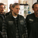 SONS OF ANARCHY -- "Red Rose" -- Episode 712 -- Airs Tuesday, December 2, 10:00 pm e/p) -- Pictured: (L-R) Kim Coates as Tig Trager, Charlie Hunnam as Jax Teller, Tommy Flanagan as Chibs Telford. CR: Byron Cohen/FX