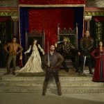 GALAVANT - ABC's "Galavant" stars Luke Youngblood as Sid, Mallory Jansen as Madalena, Joshua Sasse as Galavant, Timothy Omundson as King Richard, Vinnie Jones as Gareth and Karen David as Isabella. (ABC/Bob D'Amico)