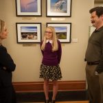 PARKS AND RECREATION -- "Prom" Episode 618 -- Pictured: (l-r) Amy Poehler as Leslie Knope, Kelly Washington as Allison, Nick Offerman as Ron Swanson -- (Photo by: Colleen Hayes/NBC)