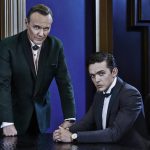 DOMINION -- Season:1 -- Pictured: (l-r) Anthony Stewart Head as Senator David Whele, Luke Allen-Gale as William Whele -- (Photo by: Gavin Bond/Syfy)