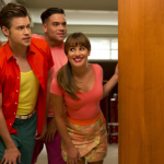 GLEE: McKinley High alumnae's perform in the second part of the special two-hour "Loser Like Me/Homecoming" Season Premiere episode of GLEE on Friday, Jan. 9 (8:00-10:00 PM ET/PT) on FOX. Pictured L-R: Chord Overstreet, Lea Michele and Mark Salling. ©2014 Fox Broadcasting Co. CR: Jennifer Clasen/FOX