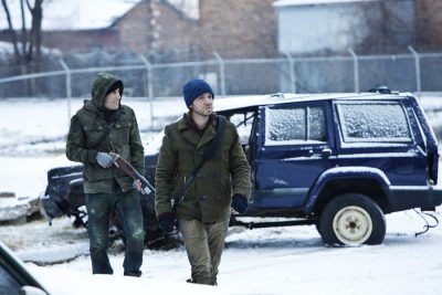 12 MONKEYS -- "Pilot" Episode 101 -- Pictured: (l-r) Rick Acevedo as Ramse, Aaron Stanford as Cole -- (Photo by: Alicia Gbur/Syfy)
