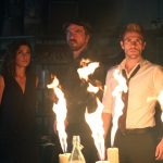 CONSTANTINE -- "Quid Pro Quo" Episode 110 -- Pictured: (l-r) Anjelica Celaya as Zed, Charles Halford as Chas, Matt Ryan as Constantine -- (Photo by: Annette Brown/NBC)