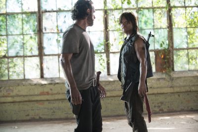 Andrew Lincoln as Rick Grimes and Norman Reedus as Daryl Dixon - The Walking Dead _ Season 5, Episode 8 - Photo Credit: Gene Page/AMC
