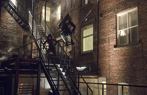 Arrow -- "Canaries" -- Image AR313A_0208b -- Pictured (L-R): Colton Haynes as Roy Harper / Arsenal and Stephen Amell as Oliver Queen / The Arrow -- Photo: Diyah Pera/The CW -- Ã?Â© 2015 The CW Network, LLC. All Rights Reserved.