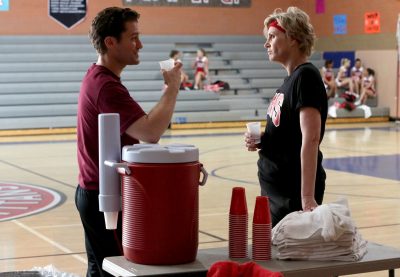 GLEE: L-R: Will (Matthew Morrison) and Sue (Jane Lynch) chat in the special two-hour "2009/Dreams Come True" Series Finale episode of GLEE airing Friday, March 20 (8:00-10:00 PM ET/PT) on FOX. ©2015 Fox Broadcasting Co. CR: Mike Yarish/FOX