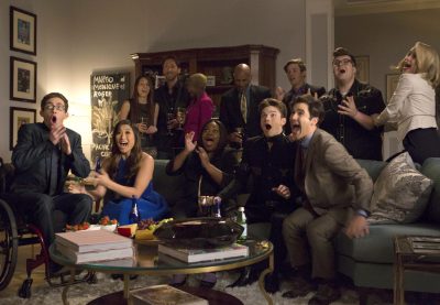 GLEE: L-R Front Row: Artie (Kevin McHale), Tina (Jenna Ushkowitz), Mercedes (Amber Riley), Kurt (Chris Colfer) and Blaine (Darren Criss) in the special two-hour "2009/Dreams Come True" Series Finale episode of GLEE airing Friday, March 20 (8:00-10:00 PM ET/PT) on FOX. ©2015 Fox Broadcasting Co. CR: Adam Rose/FOX