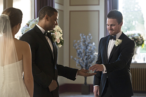 Arrow -- "Suicidal Tendencies" -- Image AR317A_0211b -- Pictured (L-R): David Ramsey as John Diggle and Stephen Amell as Oliver Queen -- Photo: Katie Yu/The CW -- Ã?Â© 2015 The CW Network, LLC. All Rights Reserved.