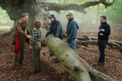 James Corden, Daniel Huttlestone, Rob Marshall and John DeLuca on the set of Disney's humorous and heartfelt musical INTO THE WOODS, directed by Rob Marshall and produced by John DeLuca, Rob Marshall, Marc Platt and Callum McDougall.