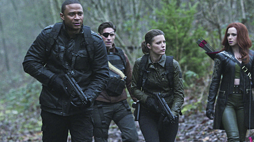 Arrow -- "Suicidal Tendencies" -- Image AR317_SG_0018 -- Pictured (L-R): David Ramsey as John Diggle, Michael Rowe as Floyd Lawton / Deadshot, Audrey Marie Anderson as Lyla Michaels, and Amy Gumenick as Carrie Cutter / Cupid -- Photo: The CW -- Ã?Â© 2015 The CW Network, LLC. All Rights Reserved.