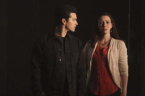 The Vampire Diaries -- "I'm Thinking of You All The While" -- Image Number: VD622c_0168.jpg -- Pictured (L-R): Michael Malarkey as Enzo and Annie Wersching as Lily -- Photo: Annette Brown/The CW -- Ã?Â© 2015 The CW Network, LLC. All rights reserved.