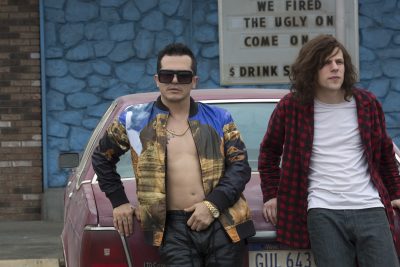 Rose (John Leguizamo, left) and Mike Howell (Jesse Eisenberg, right) in AMERICAN ULTRA. Photo Credit: Alan Markfield.