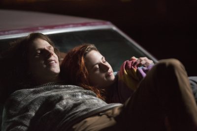 Mike Howell (Jesse Eisenberg) and Phoebe Larson (Kristen Stewart) in AMERICAN ULTRA. Photo Credit: Alan Markfield.