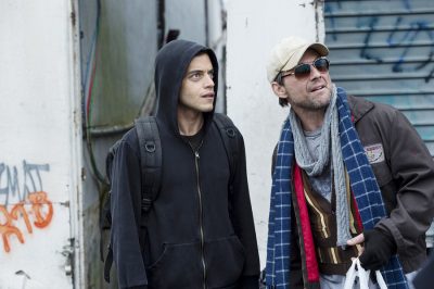 MR. ROBOT -- "hellofriend.mov" Episode 101 -- Pictured: (l-r) Rami Malek as Elliot, Christian Slater as Mr. Robot -- (Photo by: David Giesbrecht/USA Network)