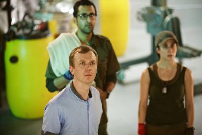 Picture shows: Arsher Ali as Bennett, Steven Robertson as Pritchard and Morven Christie as O'Donnell