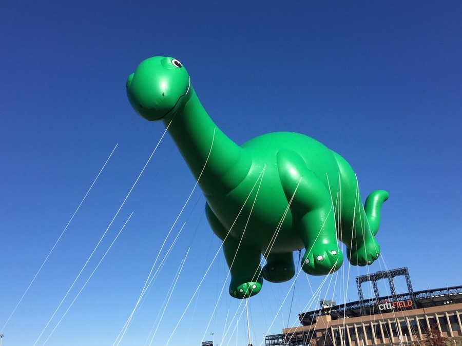 MACY'S THANKSGIVING DAY PARADE -- The 89th Annual Macy's Thanksgiving Day Parade -- Pictured: Sinclair Oil's Dino, new balloon -- (Photo by: Macy's, Inc.)
